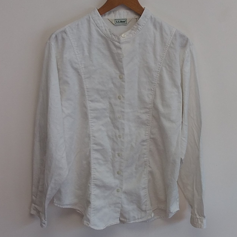Vintage L.L. Bean White Floral Blouse